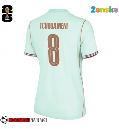 Ženske Nogometnih dresov Francija Aurelien Tchouameni #8 Gostujoči SP 2026 Kratki rokavi Ženske Nogometnih dresov Francija Aurelien Tchouameni #8 Gostujoči SP 2026 Kratki rokavi